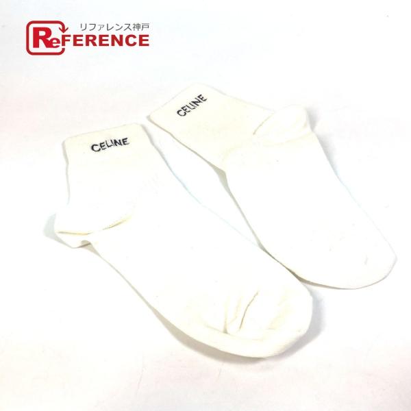 CELINE セリーヌ ロゴ エンブロイダリー ミドルライズ アスレチックソックス 靴下 コットン ...