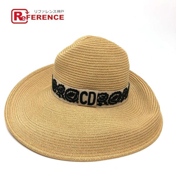 Dior ディオール ロゴ フラワー 麦わら帽子 ファッション小物 ハット コットン ベージュ レデ...