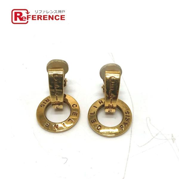 CELINE セリーヌ ヴィンテージ サークルロゴ アクセサリー イヤリング GP ゴールド レディ...