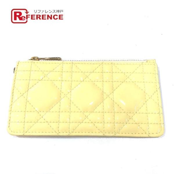 Dior ディオール カナージュ カードケース 名刺入れ パテント コインケース エナメル ベージュ...