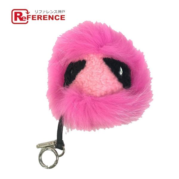 FENDI フェンディ モンスター キーホルダー バッグチャーム フェイクファー ピンク レディース...