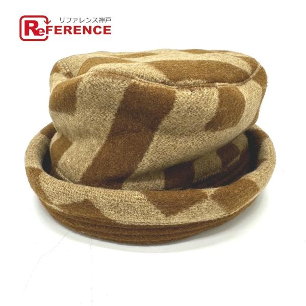 HERMES エルメス キャメルハット Hロゴ 帽子 ブラウン レディース【中古】