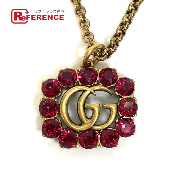 GUCCI グッチ クリスタル ダブルG GG ペンダント ラインストーン アクセサリー ネックレス...