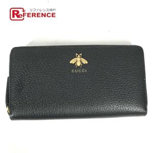 GUCCI グッチ 523667 ラウンドファスナー ロングウォレット ビー BEE 長財布 ブラック レディース【中古】｜reference