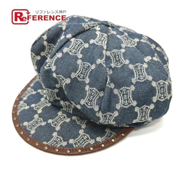 CELINE セリーヌ 帽子 デニム マカダム キャスケット ブルー レディース【中古】