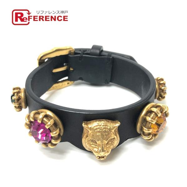 GUCCI グッチ タイガーヘッド アクセサリー ブレスレット ブラック メンズ【中古】