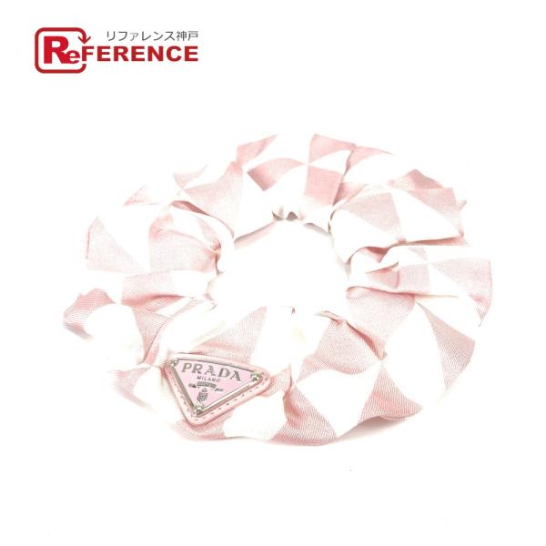 美品 PRADA プラダ 1IF015 ヘアゴム ヘアアクセサリー ヘアゴム トライアングルロゴ 三...
