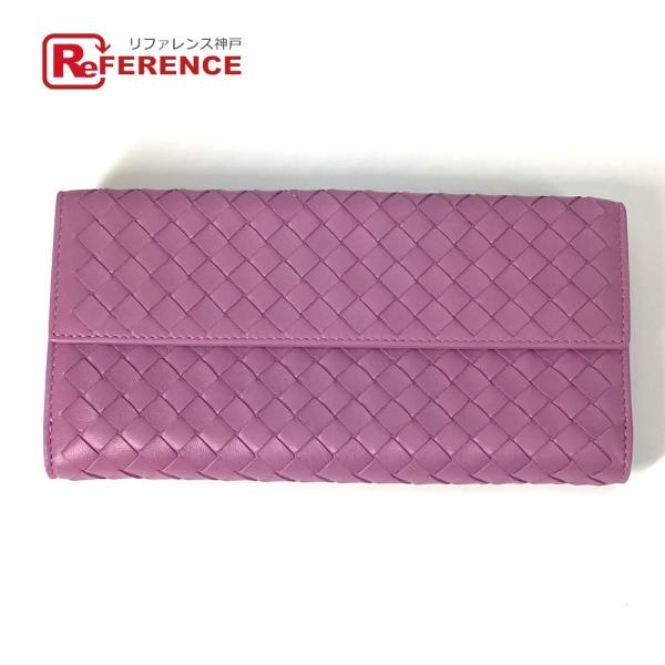 新品同様 BOTTEGA VENETA ボッテガヴェネタ イントレチャート ロングウォレット Wホッ...