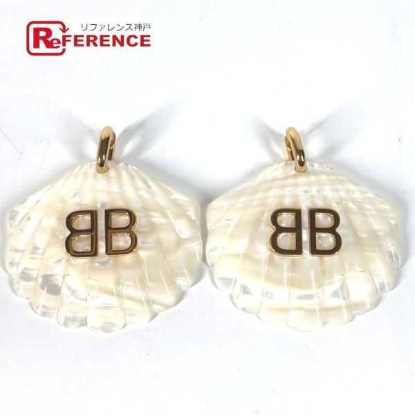 BALENCIAGA バレンシアガ BB シェル アクセサリー 貝 ピアス ホワイト レディース【中...