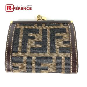 美品 FENDI フェンディ がま口 財布 小銭入れ ズッカ コインケース ブラウン レディース【中古】｜reference