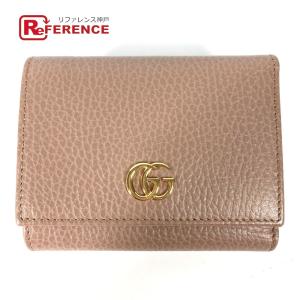 美品 GUCCI グッチ 474746 GGマーモント コンパクトウォレット 3つ折り財布 ベージュ...