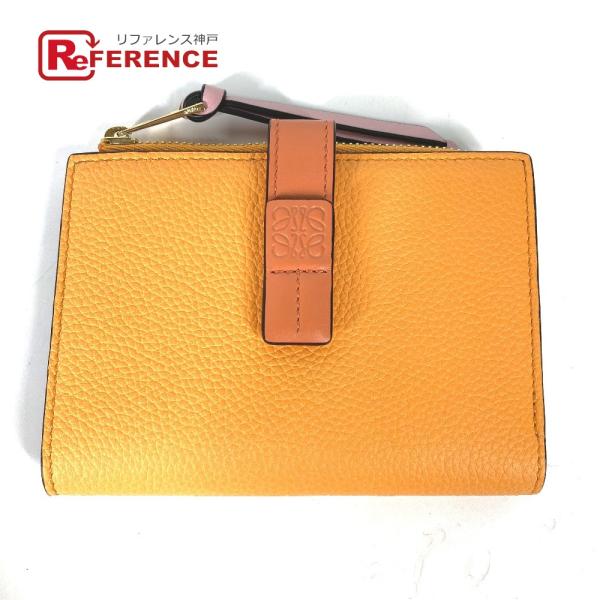 美品 LOEWE ロエベ コンパクト ジップウォレット アナグラム 2つ折り財布 オレンジ レディー...