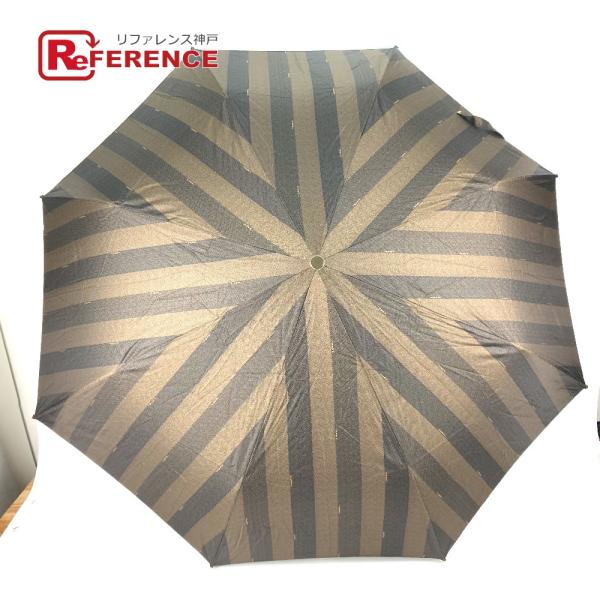 美品 FENDI フェンディ 折り畳み傘 袋付き ペカン 傘 ブラウン レディース【中古】