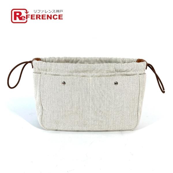 HERMES エルメス フールビ 25 バッグインバッグ ポーチ ベージュ レディース【中古】