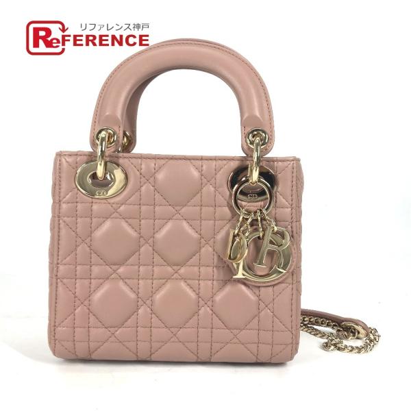 新品同様Dior ディオール Lady Dior バッグ ミニ カナージュ チェーン ショルダーバッ...