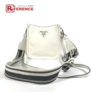 美品 PRADA プラダ 1BH191 ロゴ 斜め掛け ポシェット カバン ショルダーバッグ ホワイト レディース【中古】｜reference