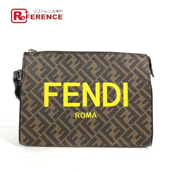FENDI フェンディ 7VA564 ロゴ カバン セカンドバッグ ストラップ付 ズッカ クラッチバ...