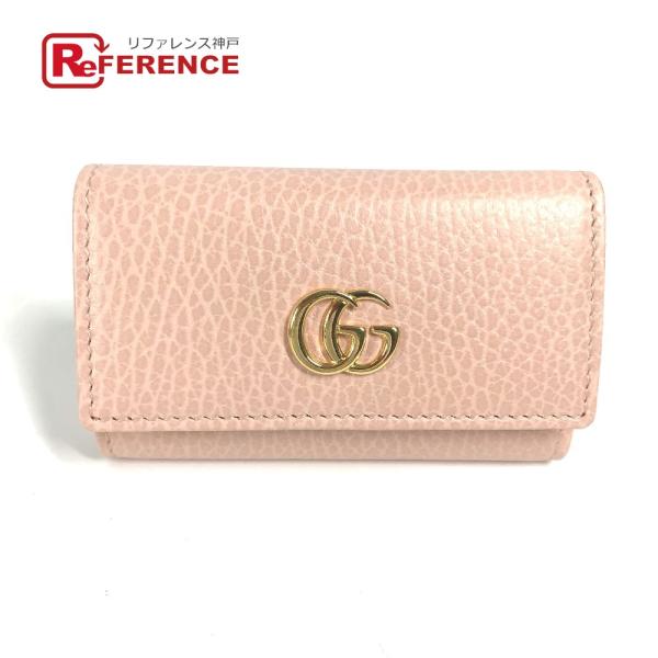 美品 GUCCI グッチ 456118  ダブルG 6連 GGマーモット キーケース ピンク レディ...