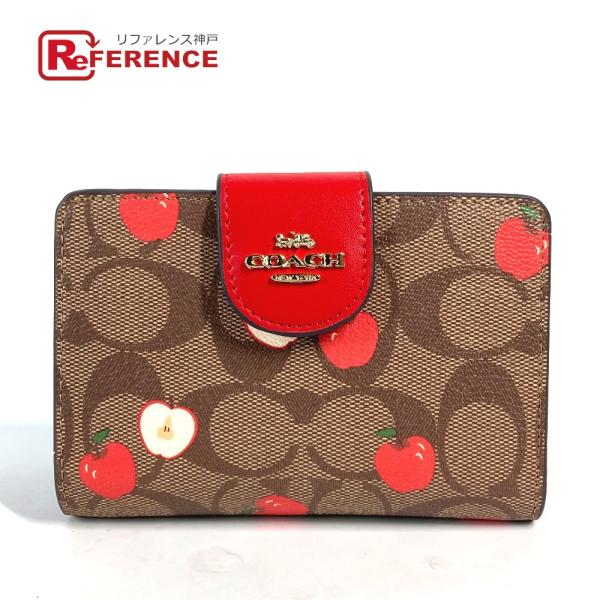 未使用 COACH コーチ C4117 アップル りんご コンパクトウォレット シグネチャー 2つ折...