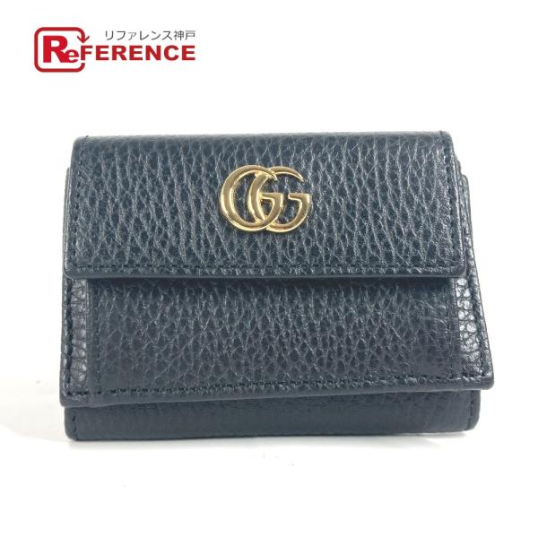 新品同様 GUCCI グッチ 523277 コンパクト ウォレット ミニ GGマーモント 3つ折り財...