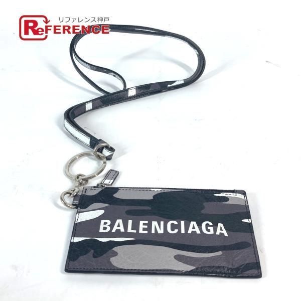美品 BALENCIAGA バレンシアガ 594548  カモフラージュ 迷彩 ロゴ カードケース ...