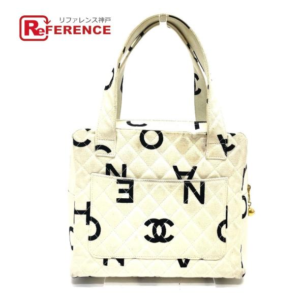 CHANEL シャネル CCココマーク マトラッセ ロゴ トートバッグ ハンドバッグ キャンバス レ...