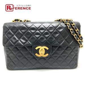 シャネル ショルダーバッグ ダブルフェイス ダブルチェーン ラムスキン ゴールド金具 肩掛け デカマトラッセ 30 レディース CHANEL シャネル マトラッセ ダブルフェイス チェーンショルダー ブラック