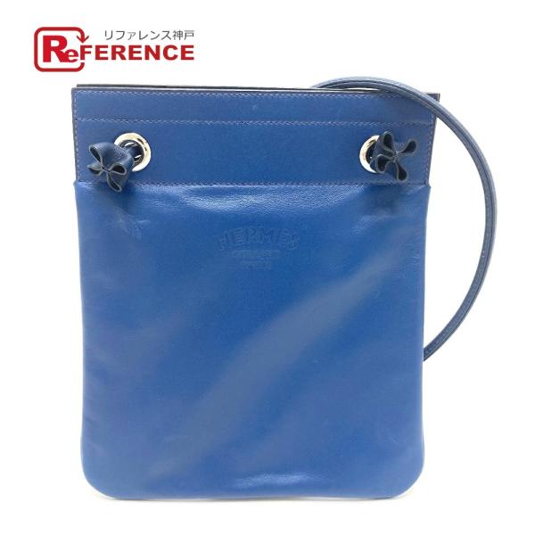 HERMES エルメス アリーヌ ミニ カバン ポシェット 斜め掛け レザー ショルダーバッグ ブル...