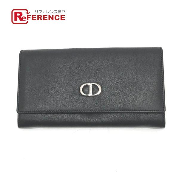 Christian Dior クリスチャンディオール ロゴ 財布 二つ折り 長財布 レザー ブラック...