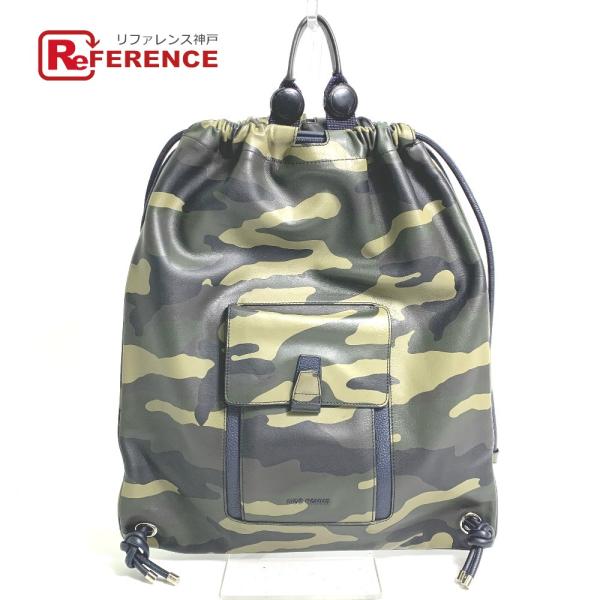 DIOR HOMME ディオール・オム カモフラージュ 迷彩 巾着 リュックサック レザー グリーン...