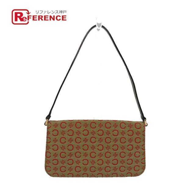 CELINE セリーヌ Cマカダム ミニハンドバッグ アクセサリーポーチ キャンバス/レザー カーキ...