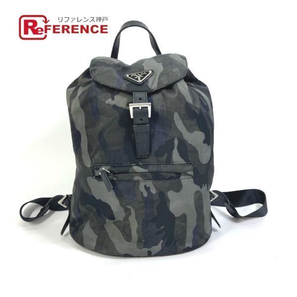 PRADA プラダ トライアングルロゴ 三角ロゴ 迷彩 カモフラ バックパック リュックサック ナイ...