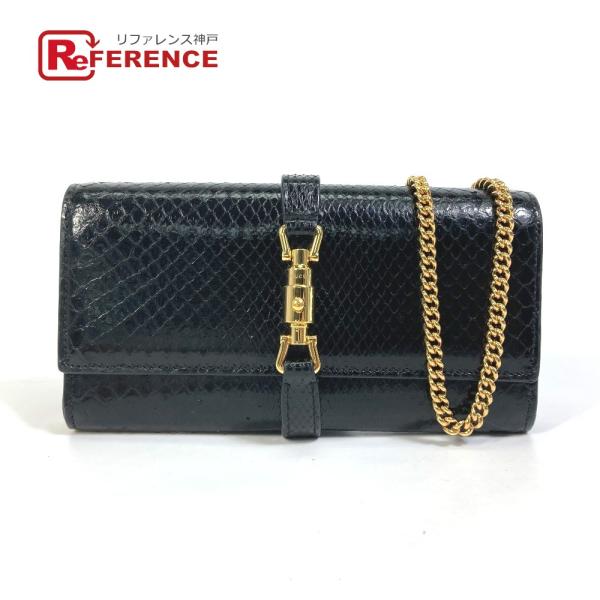 GUCCI グッチ 652681 ジャッキー 1961 チェーンウォレット 長財布 パイソン ブラッ...
