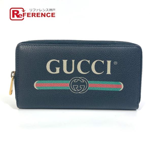 GUCCI グッチ 496317 シェリーライン GUCCI ロゴプリント ラウンドファスナー 長財...
