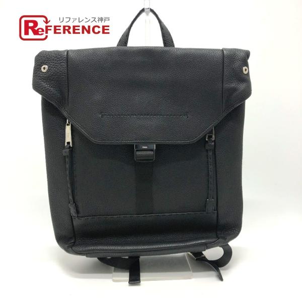 FENDI フェンディ 7VZ011 バックパック リュックサック レザー ブラック メンズ【中古】