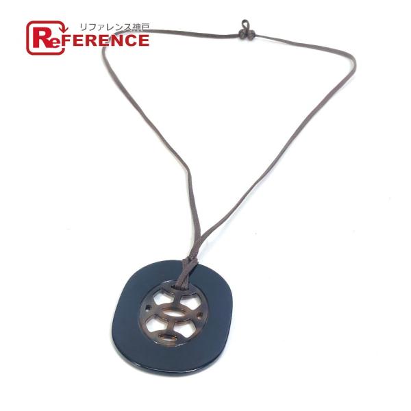 HERMES エルメス リフト PM アクセサリー ネックレス バッファローホーン ブラウン レディ...