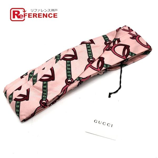 GUCCI グッチ 572206 ホースビット ヘアバンド シルク ピンク メンズ【中古】新品同様