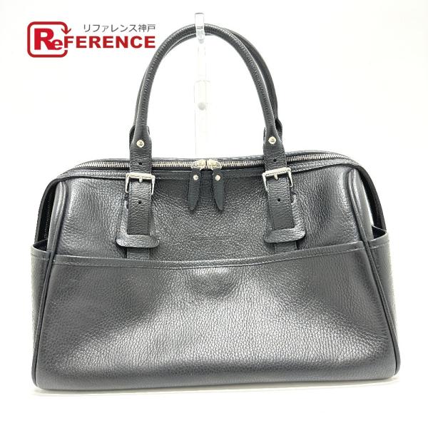 BURBERRY バーバリー 肩掛け/ロゴ ハンドバッグ カバン ボストンバッグ レザー ブラック ...