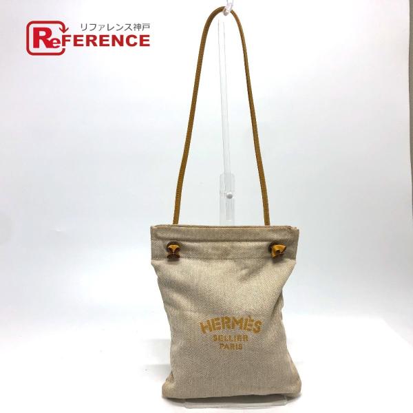 HERMES エルメス ロゴ アリーヌPM カバン 肩掛け ショルダーバッグ トワルシェブロン ベー...