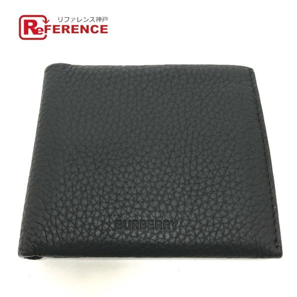 BURBERRY バーバリー 8043377 ロゴ ウォレット サイフ 2つ折り財布 レザー ブラッ...