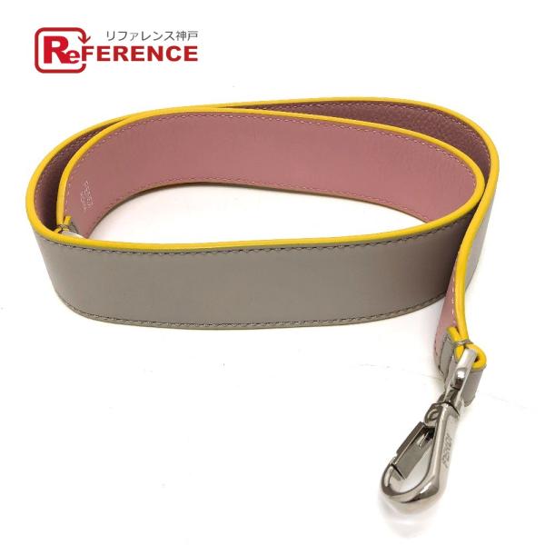 FENDI フェンディ ストラップのみ ストラップユー ロゴ ショルダーストラップ レザー グレー/...