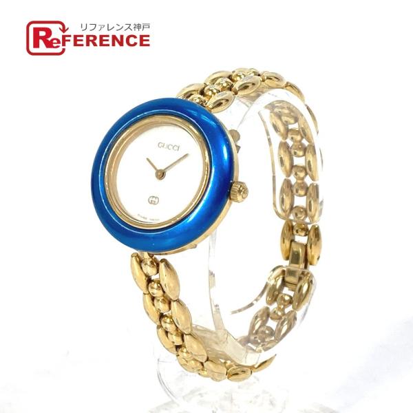 GUCCI グッチ チェンジベゼル 全10種 クォーツ バングルウォッチ 腕時計 ゴールド レディー...