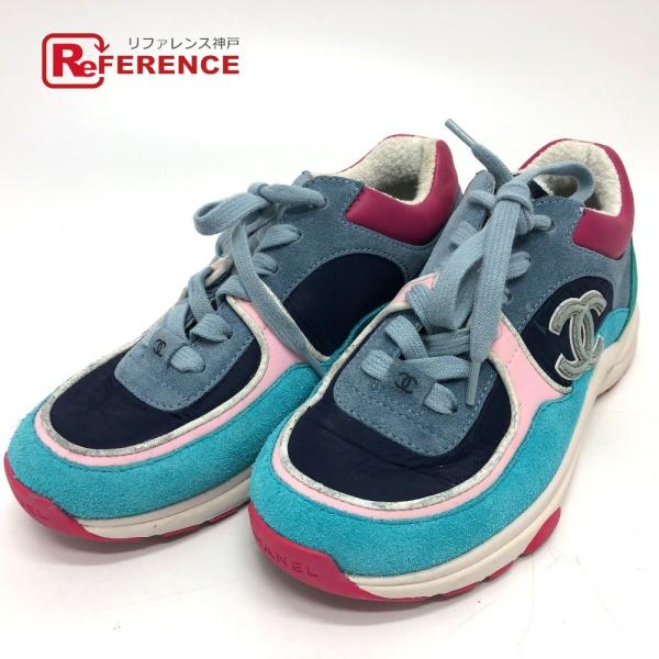 CHANEL シャネル G34360 CC ココマーク ローカット アパレル靴 スニーカー スエード...