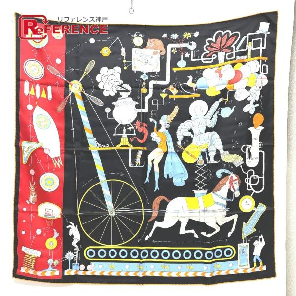 HERMES エルメス TEA FOR TWO カレ90 スカーフ シルク ブラック レディース【中...