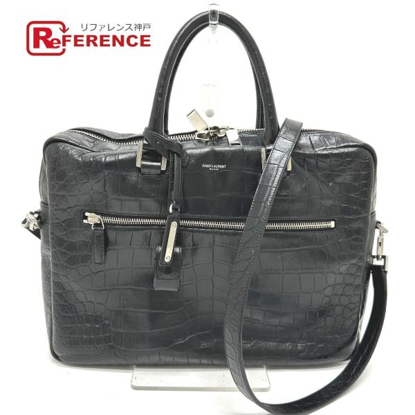 YVES SAINT LAURENT イヴ・サンローラン 656670 型押し ビジネスバッグ 2W...