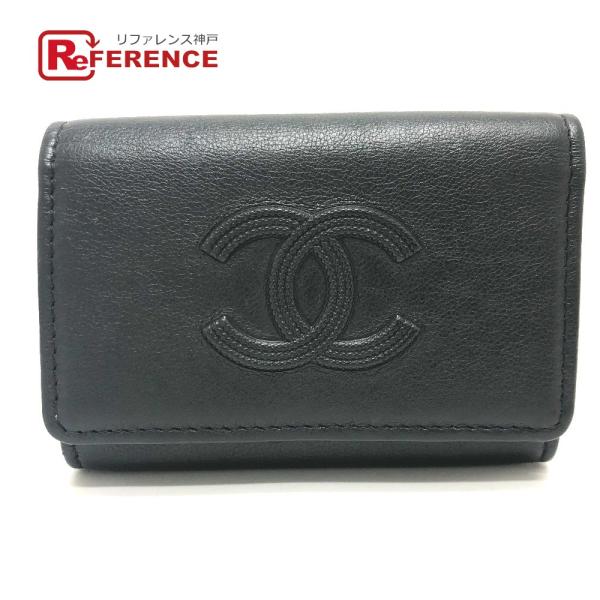 CHANEL シャネル ココマーク 4連 キーリング付き キーケース キーケース レザー ブラック ...