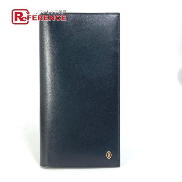 CARTIER カルティエ パシャ ロゴ 2つ折り ウォレット 長財布 レザー ブラック メンズ【中...