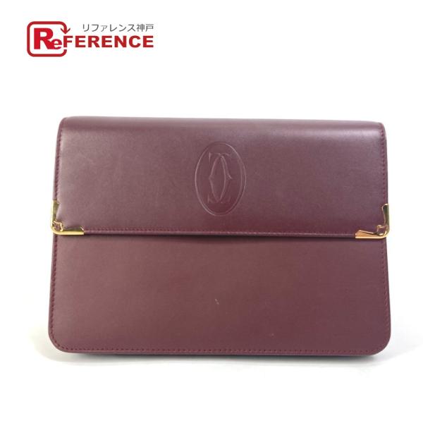 CARTIER カルティエ マストライン フラップ クラッチバッグ セカンドバッグ レザー ボルドー...