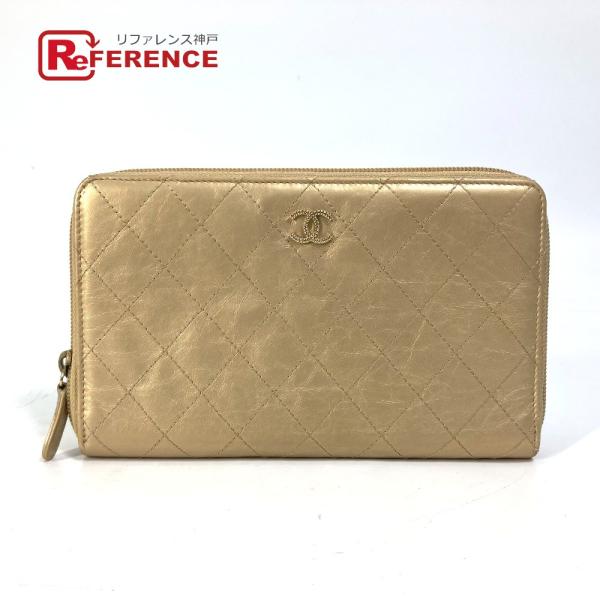 CHANEL シャネル ココマーク CC マトラッセ キルティング  ラウンドファスナー 長財布 カ...