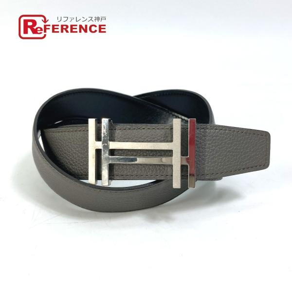 HERMES エルメス Hベルト アッシュ オ カレ ベルト トゴ Y刻 ブロン/ノワール グレー ...